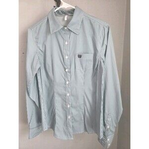 Women's Green Striped Cinch Western/Rodeo Button Down Shirt Size Small